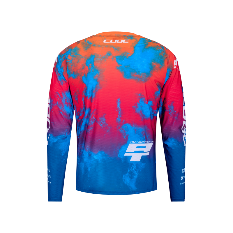 Cube X Actionteam camiseta manga larga para mtb Azul/Rosa/Naranja
