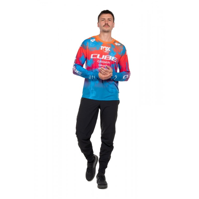 Cube X Actionteam camiseta de manga comprida para mtb Azul/Rosa/Laranja